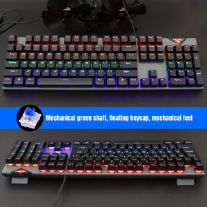 High-performance Gaming Keyboard With 20 Kinds Of Lights And Foldable Holder, 104-Key Mechanical Gaming Keyboard