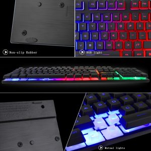 Wired Gaming Keyboard and Mouse Combo with RGB Backlit, USB Cable, Non-Wireless, Ergonomic Design, Durable Braided Wire, No Battery Needed